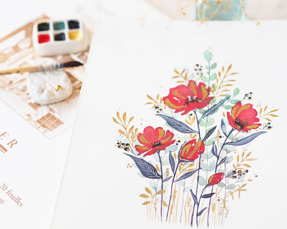 aquarelle-anemones-rouge-holbein-art-pigments-jazper-stardust-laboutiquedemelimelo