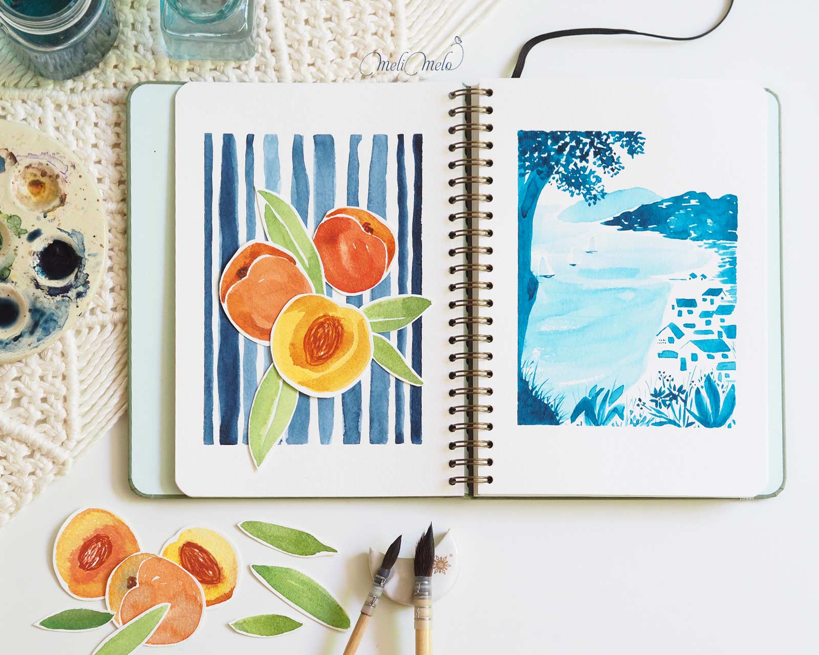 Double page estivale à l’aquarelle