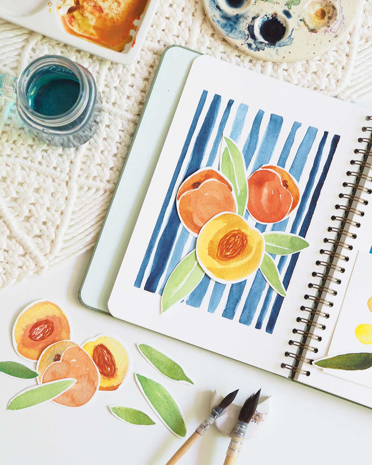 aquarelle-peches-fruits-ete-summer-booster-2024-avec-marie-boudon-laboutiquedemelimelo