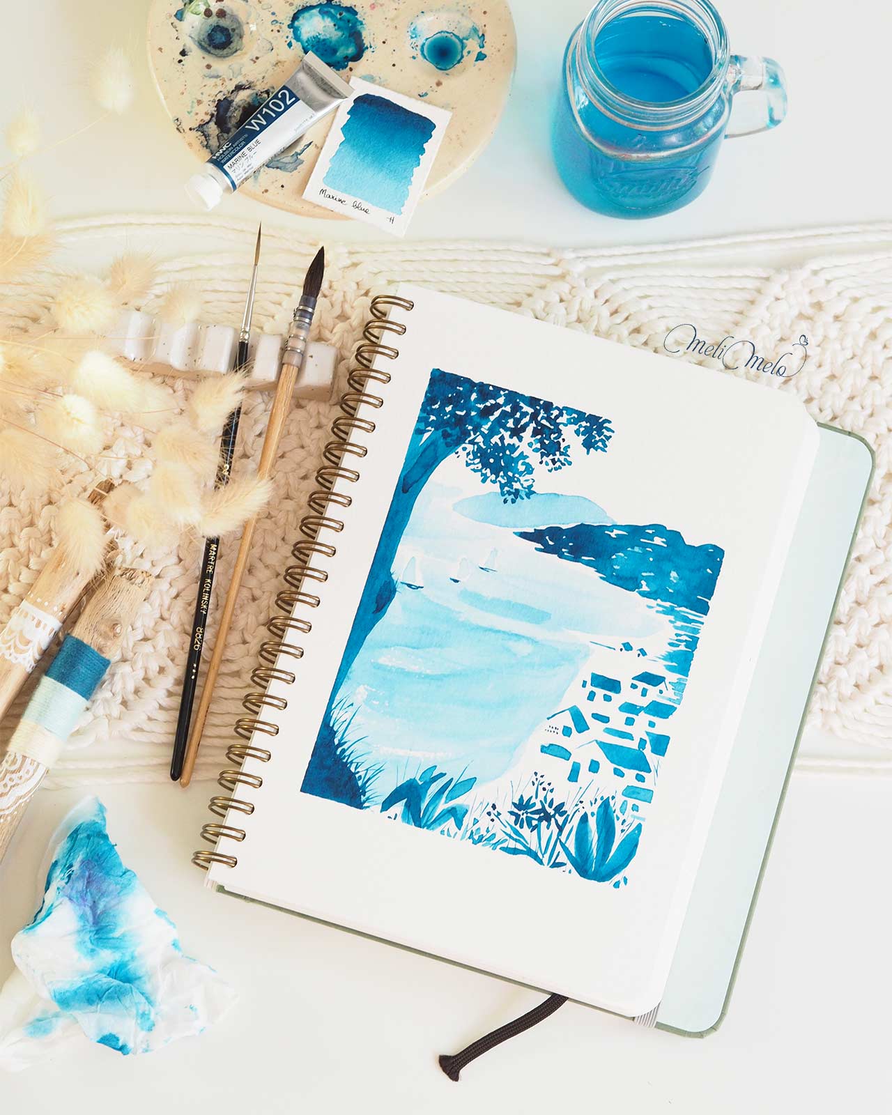 aquarelle-rivage-bleu-summer-booster-2024-avec-marie-boudon-laboutiquedemelimelo