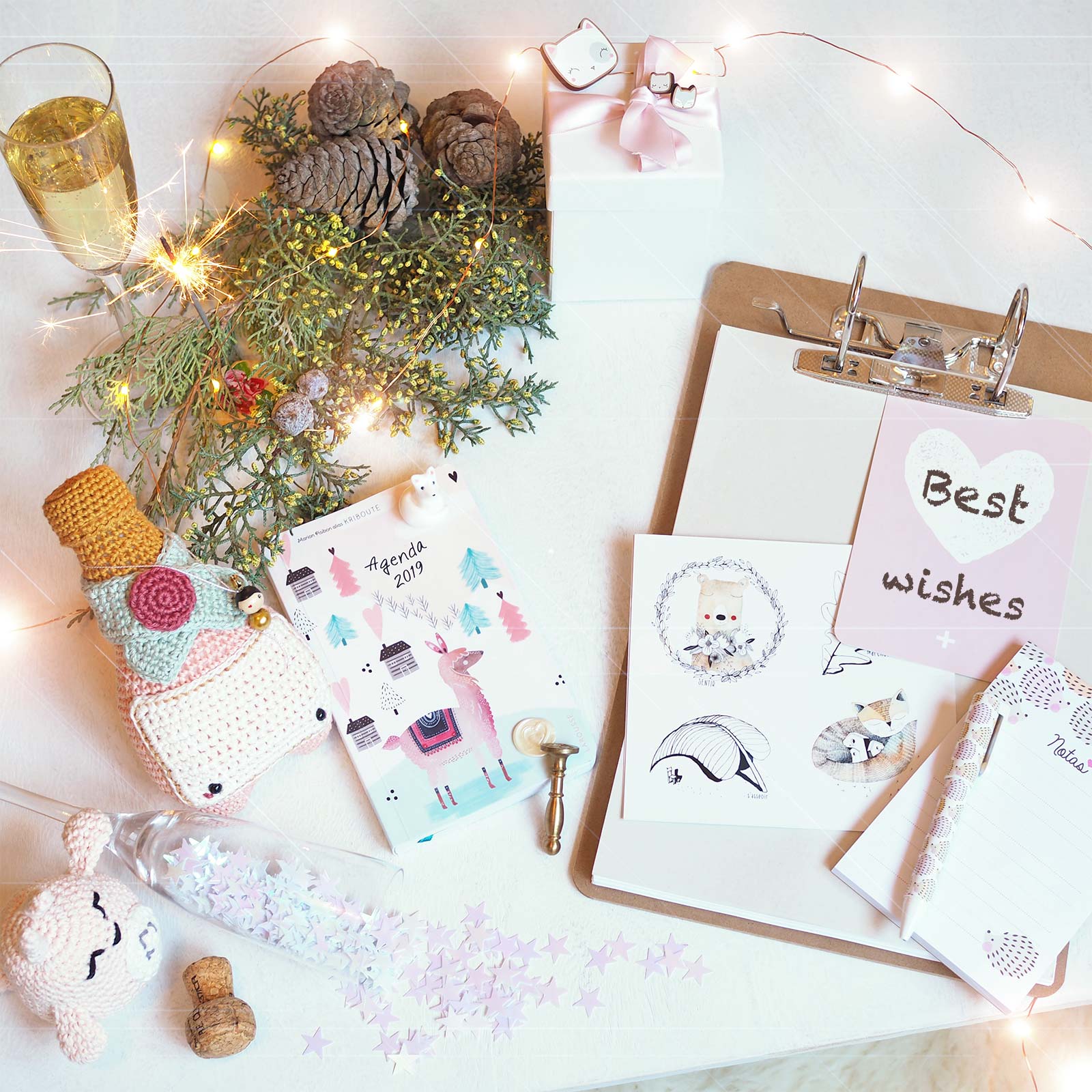 best wishes crochet champagne voeux 2019 Totoro mignonneries émotion laboutiquedemelimelo