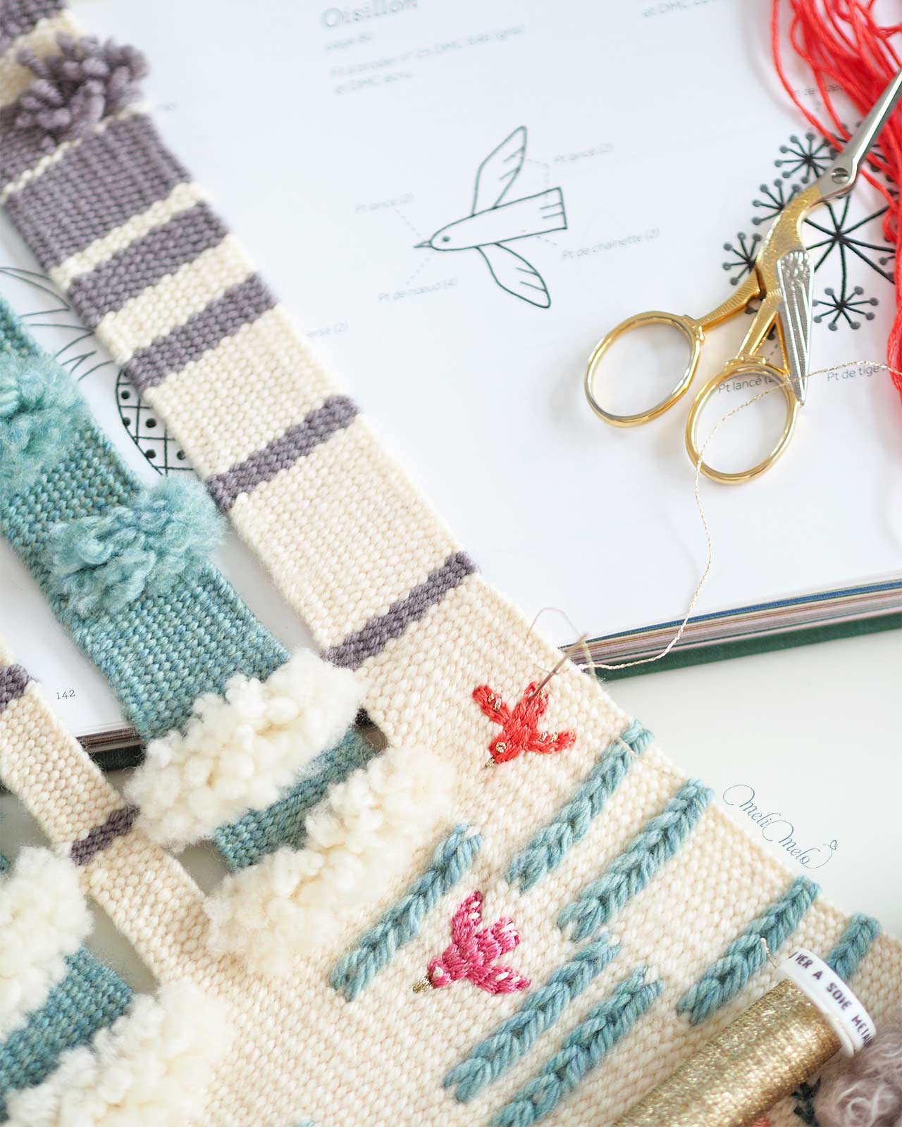 broderie-zakka-oiseau-embroidery-birds-tissage-laine-handweaving-laboutiquedemelimelo
