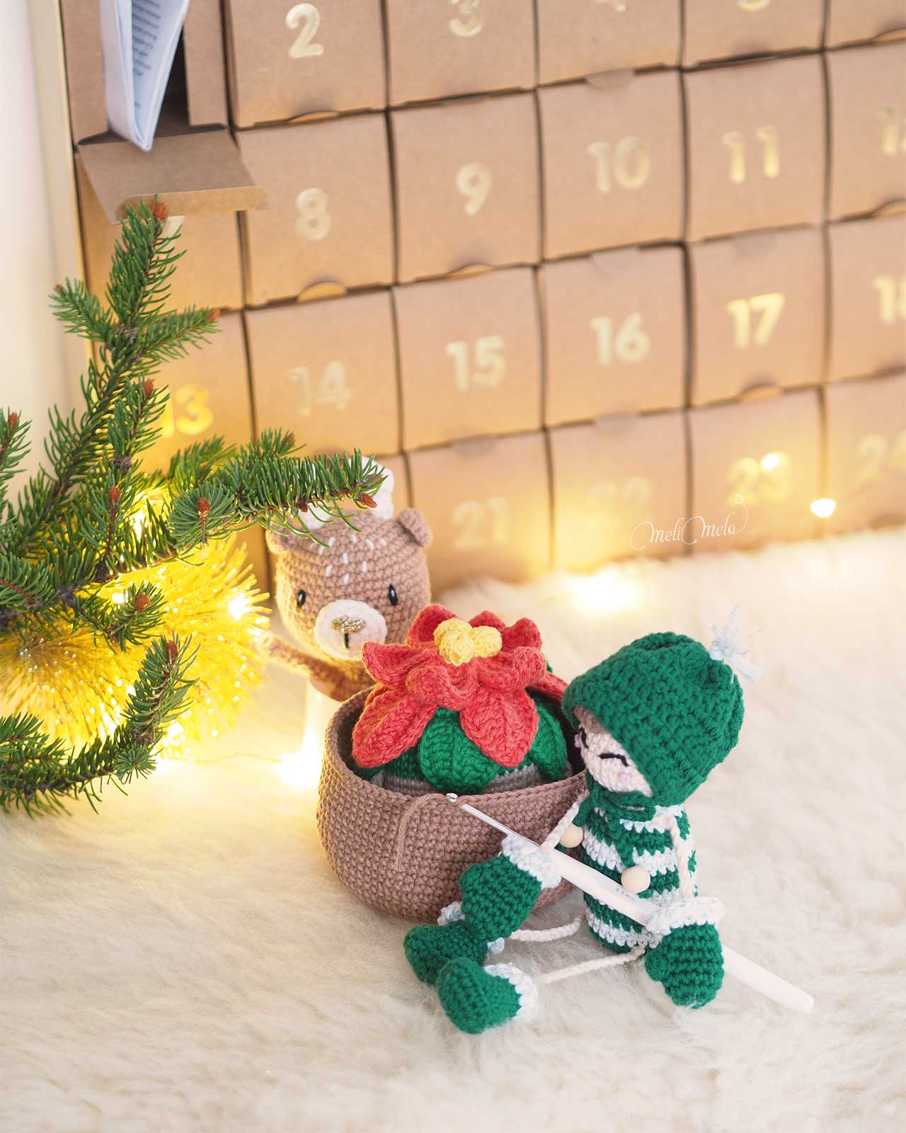 calendrier-avent-2024-crochet-ricorumi-advent-calendar-amigurumi-lutin-renne-poinsettia-laboutiquedemelimelo