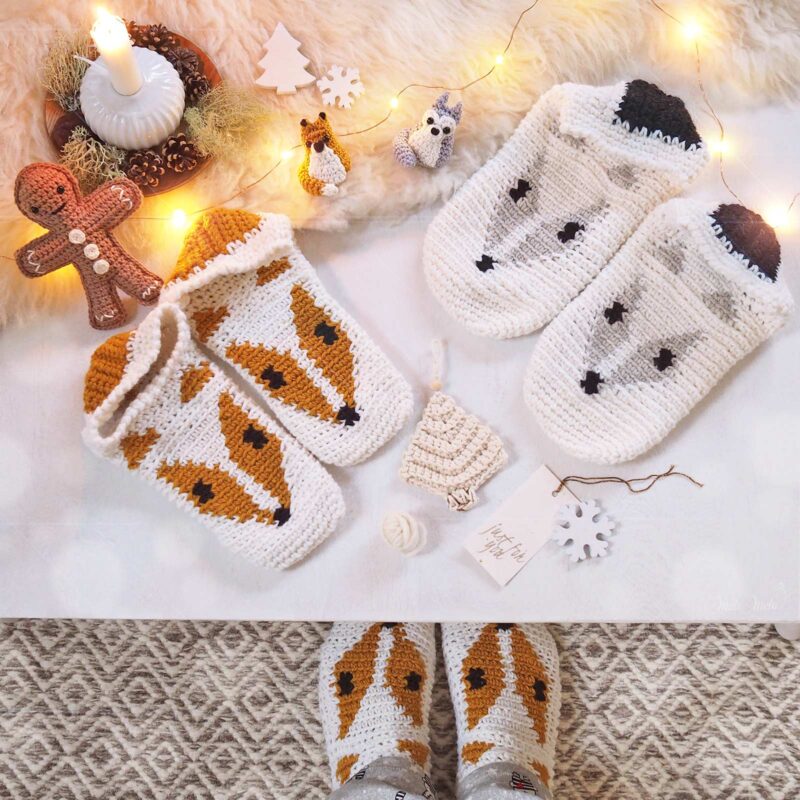 crochet chaussons renard loup slippers fox wolf boutique melimelo