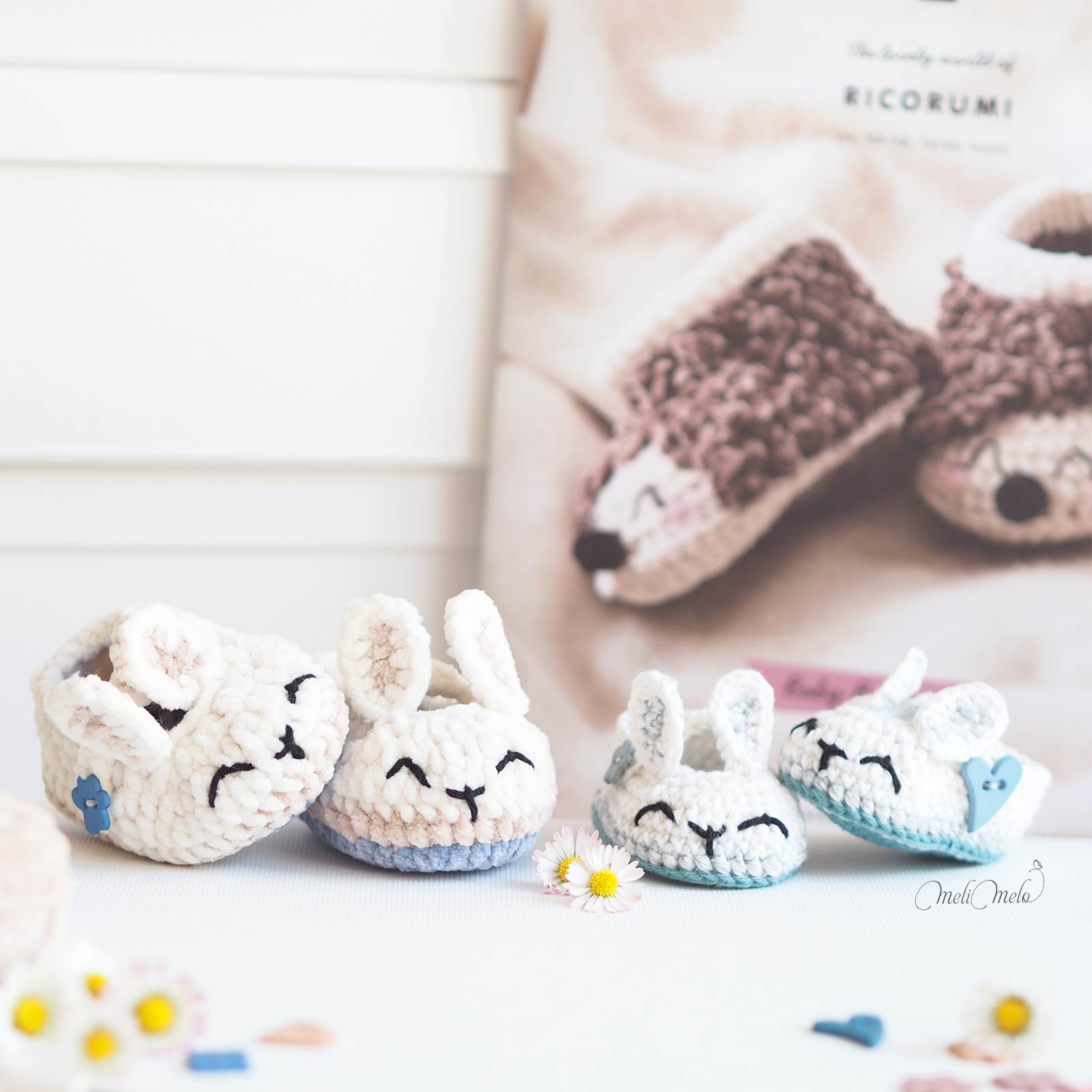 crochet lapin idee cadeau naissance bebe chausson laboutiquedemelimelo