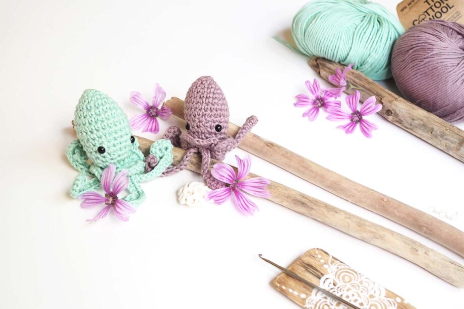 diy crochet amigurumis poulpes The Cotton Wool We Are Knitters mint mauve laboutiquedemelimelo