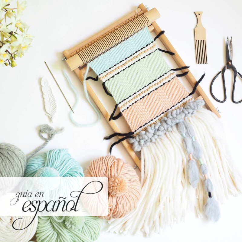 Kit de tejer Nº5 DIY Pluma & Pompones · telar manual