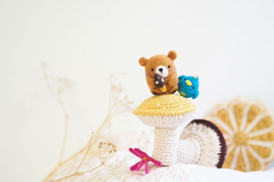 jouet-automne-champignon-crochet-ourson-oiseau-laine-feutrer-laboutiquedemelimelo