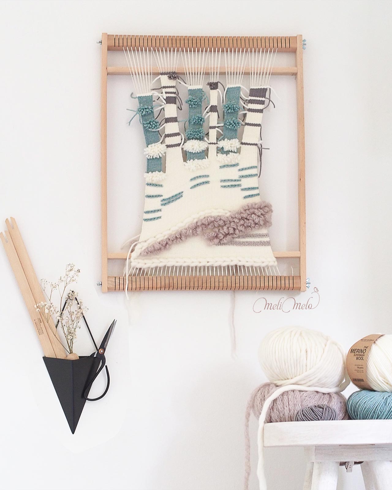 metier-tisser-bois-manuel-tissage-handweaving-laine-peruvienne-merinos-laboutiquedemelimelo