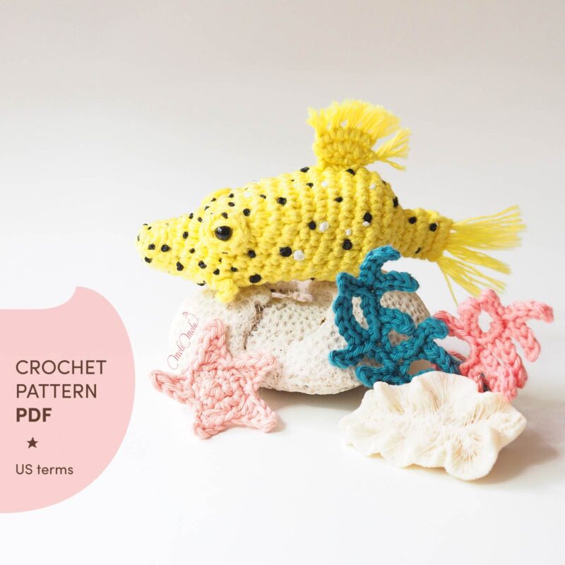pattern-crochet-us-terms-DIY-cube-polka-dot-yellow-boxfish-starfish-coral-reef-ricorumi-laboutiquedemelimelo
