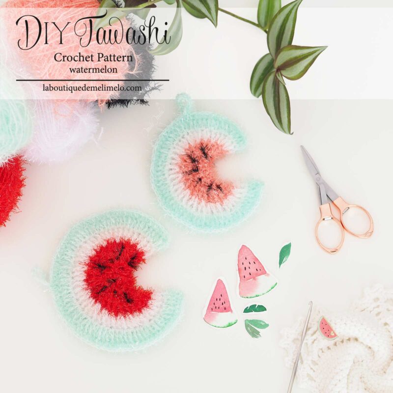 pattern scrubber watermelon crochet kit DIY tawashi laboutiquedemelimelo