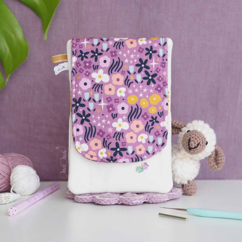 pochette-rangement-organisateur-fleurs-mauve-jaune-coton-blanc-couture-laboutiquedemelimelo