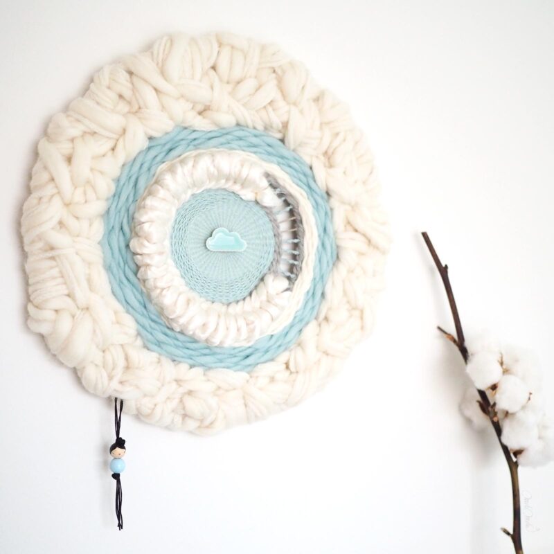 Round weaving tissage circulaire Lune soie laine off the loom laboutiquedemelimelo