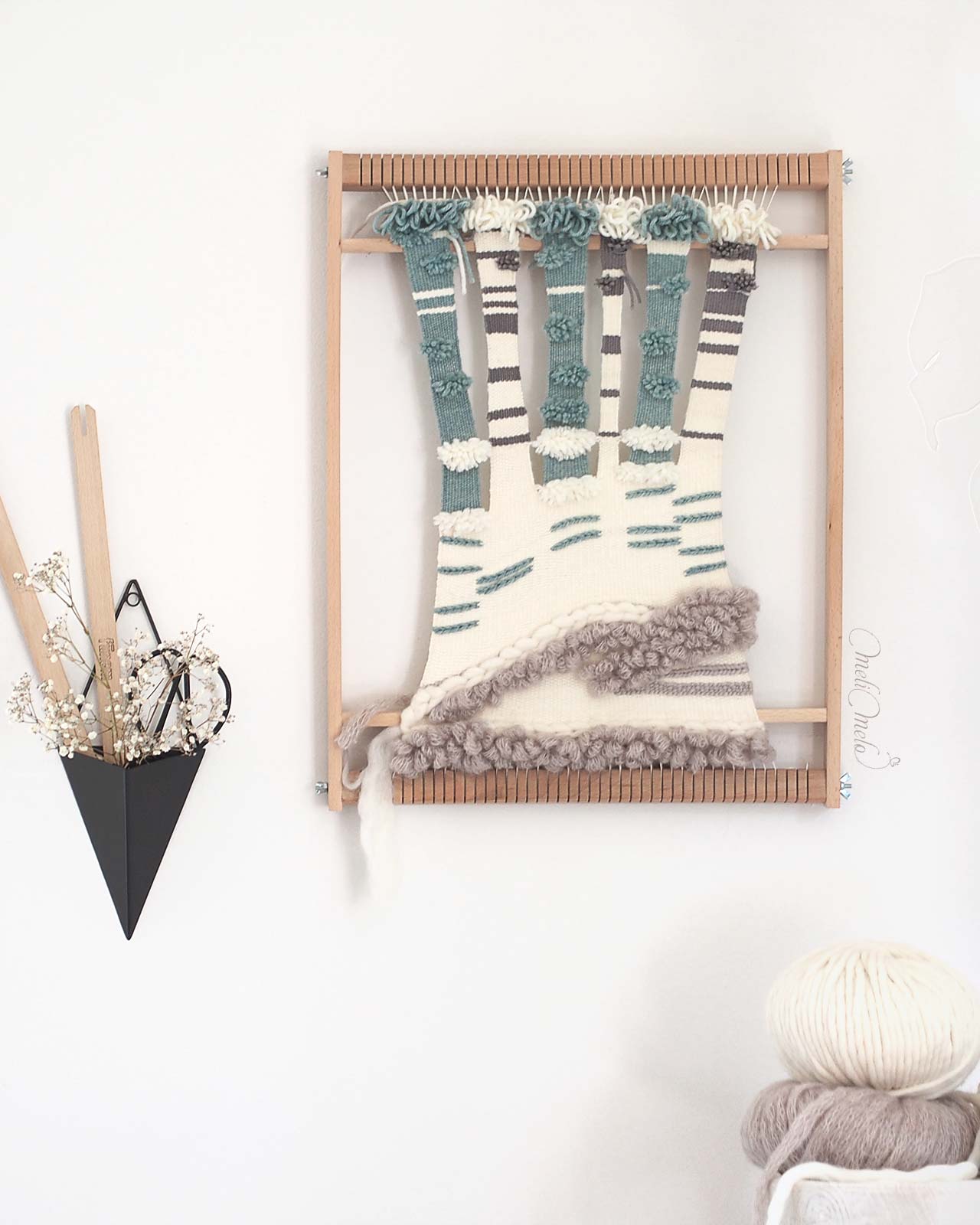 tissage-mural-foret-metier-tisser-bois-manuel-handweaving-laine-peruvienne-merinos-laboutiquedemelimelo