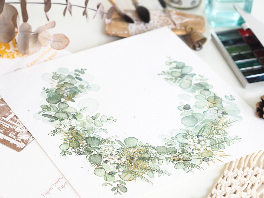 watercolor-wreath-eucalyptus-laboutiquedemelimelo